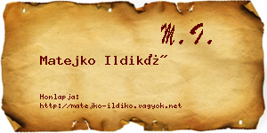 Matejko Ildikó névjegykártya